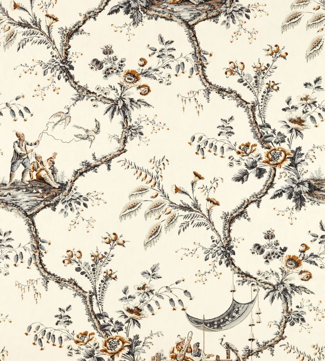 Emperors Musician Fabric In Charcoal By Zoffany Jane Clayton