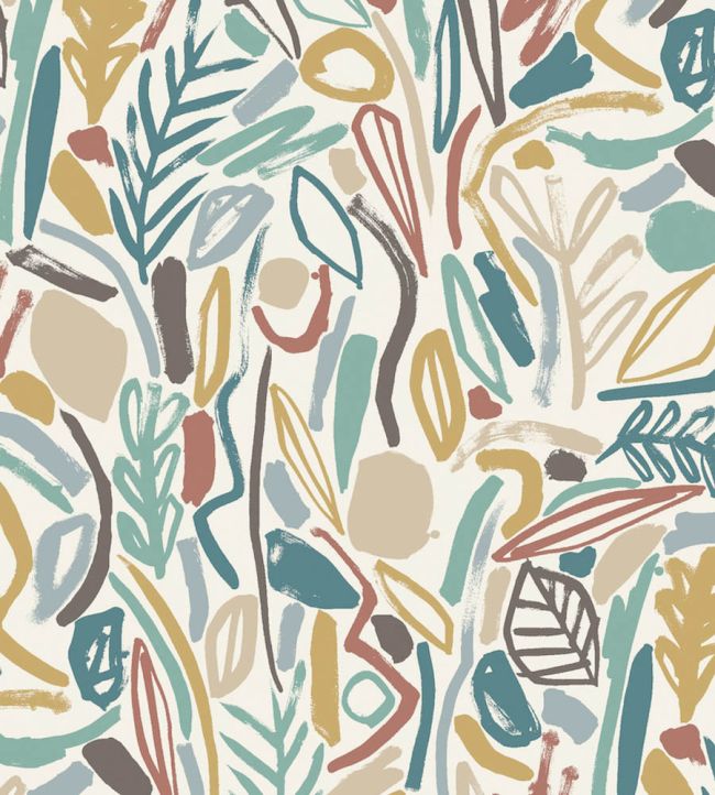 Verdure Wallpaper In Teal Cinnamon By Ohpopsi Jane Clayton