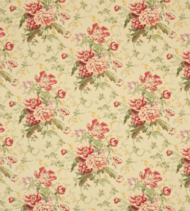 Alsace Fabric in Linen/Red by Sanderson | Jane Clayton