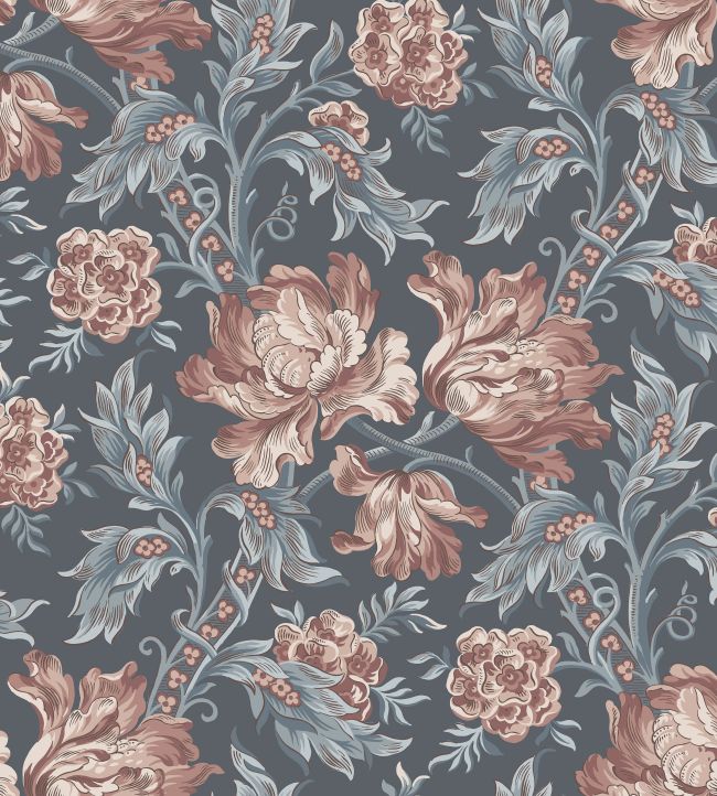 Amelia Wallpaper in Indigo Blue by Sandberg | Jane Clayton