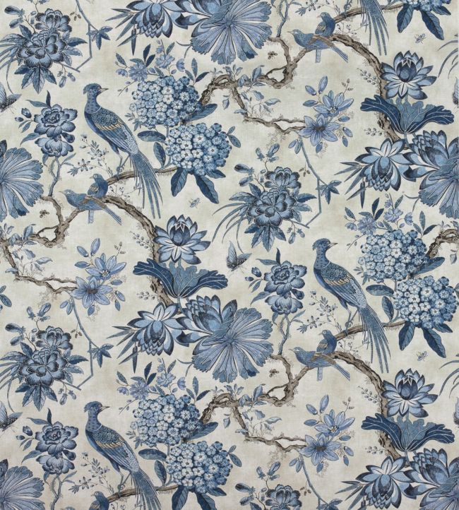 Villeneuve Fabric by Anna French in Blue/Flax | Jane Clayton