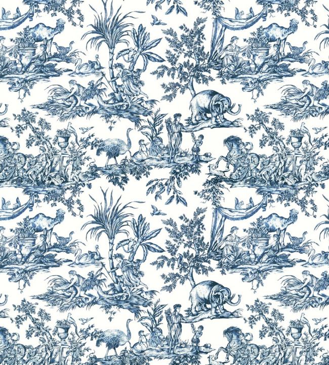 Antilles Toile Wallpaper in Navy by Anna French | Jane Clayton