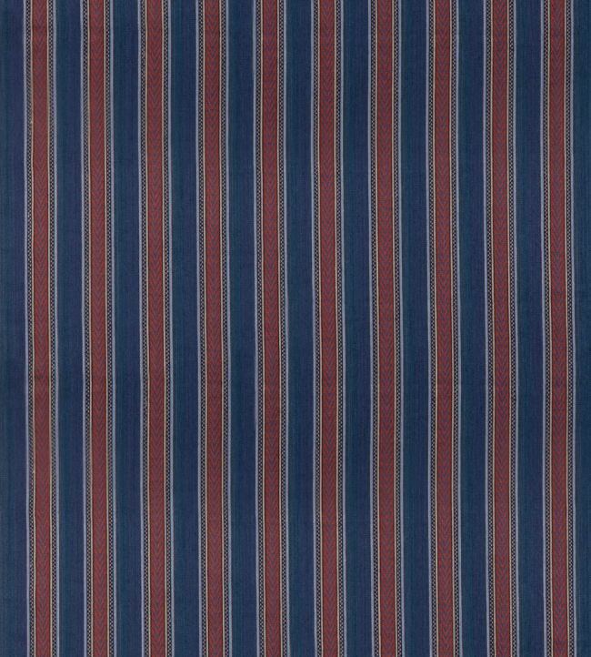 Barrington Stripe Fabric by Mulberry Home Indigo/Red