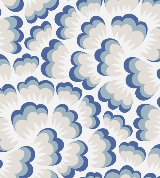 Bom Bom Wallpaper in Blue by Borastapeter | Jane Clayton