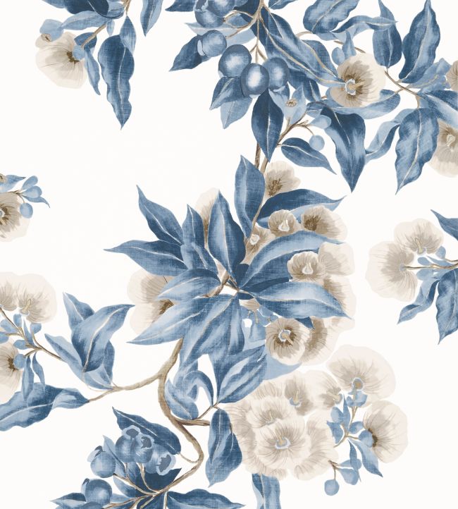 Camellia Garden Wallpaper in Navy and Linen by Anna French | Jane Clayton