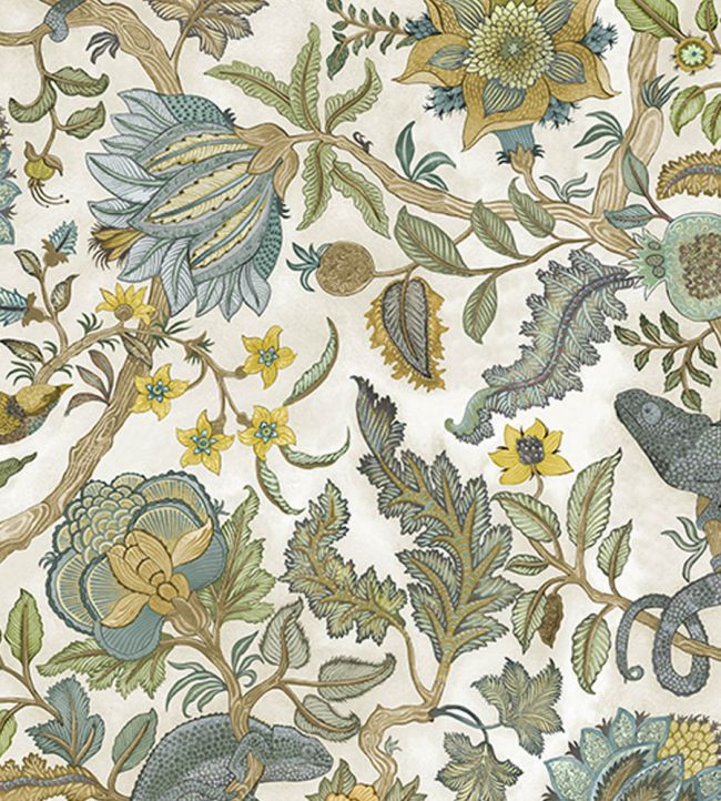 Chameleon Trail Fabric in Lemon and Light Blue by Josephine Munsey ...