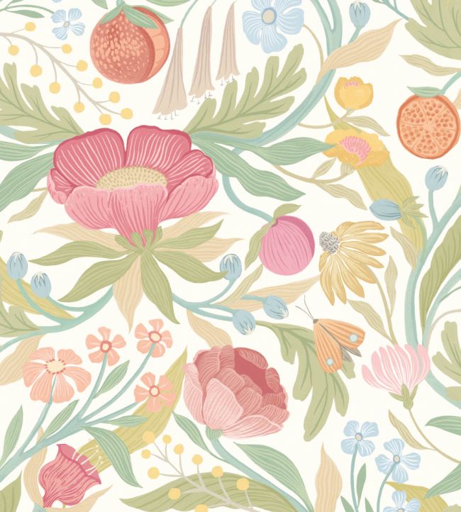 Clementine Wallpaper in Blossom & Sage by Ohpopsi | Jane Clayton