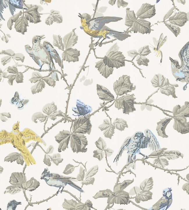 Winter Birds Wallpaper by Cole & Son in Yellow & Grey | Jane Clayton