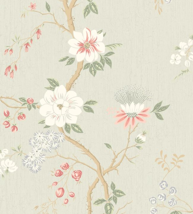 Camellia Wallpaper by Cole & Son in Coral & Duck Egg on Eau du Nil ...