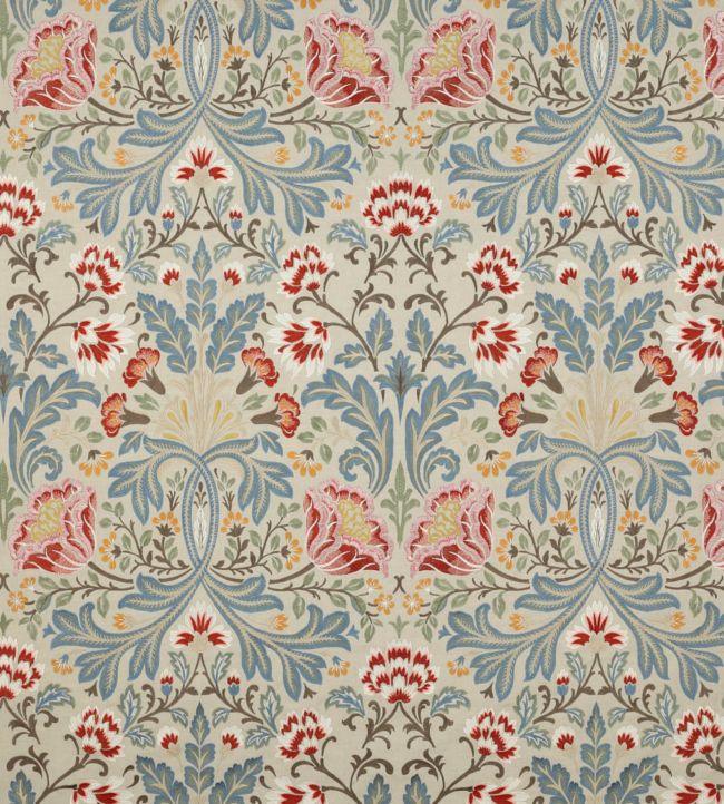 Acantha Fabric by Colefax And Fowler in Tomato / Blue | Jane Clayton