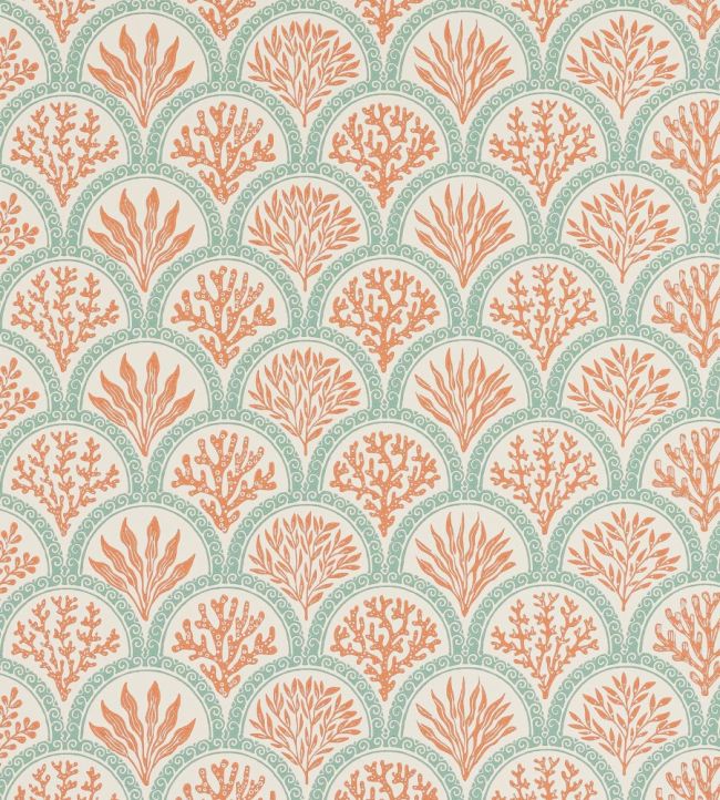 Coralli Wallpaper In Tomatoblue By Jane Churchill Jane Clayton 