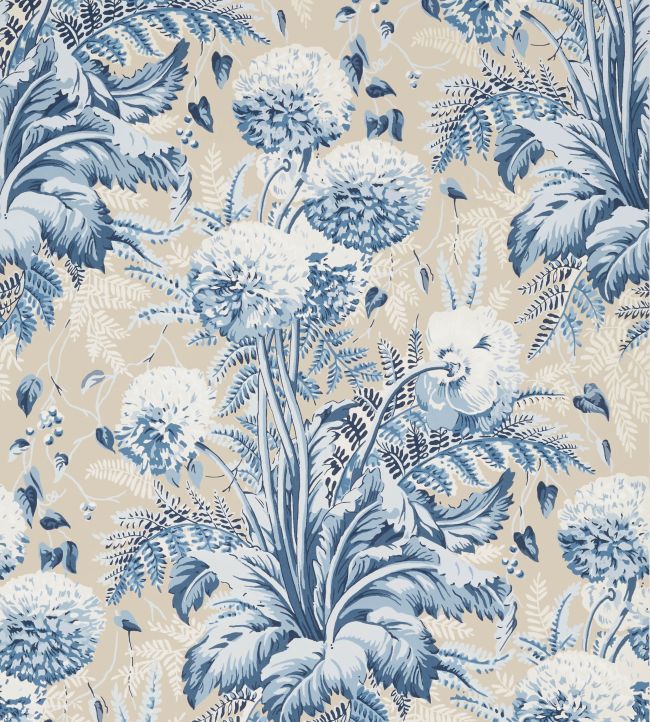 Dahlia Wallpaper by Anna French Navy on Linen