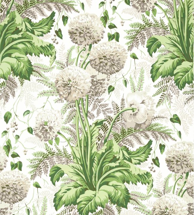 Dahlia Wallpaper by Anna French Spring on White