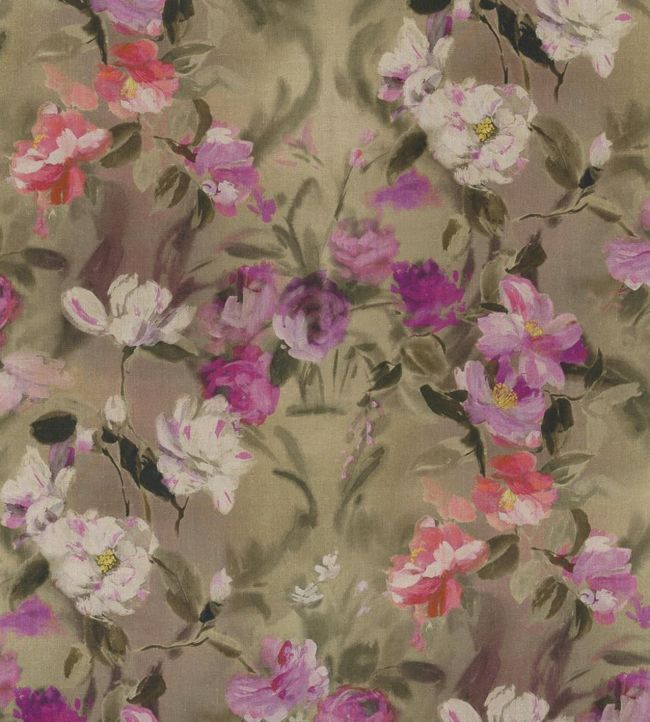 Damask Flower Fabric by Designers Guild in Damson | Jane Clayton