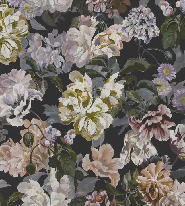 Delft Flower Wallpaper by Designers Guild in Charcoal | Jane Clayton