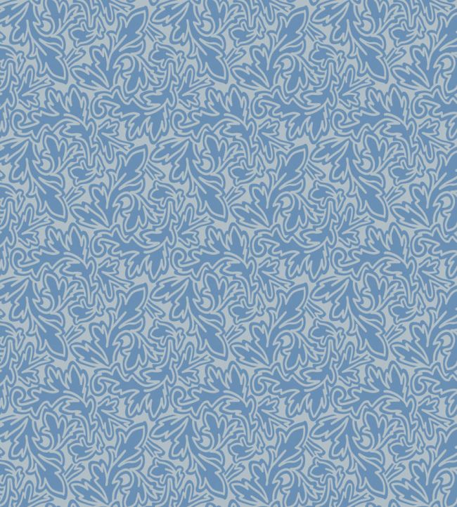 Feuille Wallpaper by Farrow & Ball Parma Gray / Cooks Blue