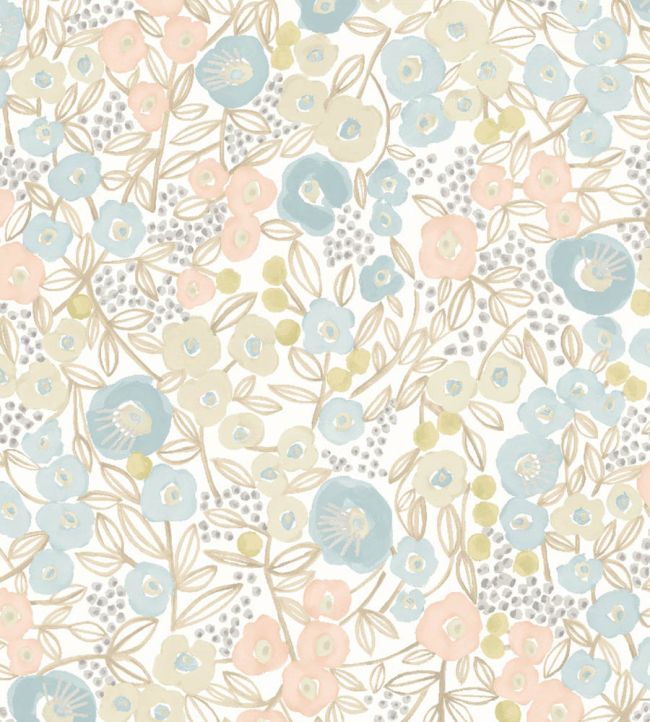 Flora Ditsy Wallpaper in Silver by Ohpopsi | Jane Clayton