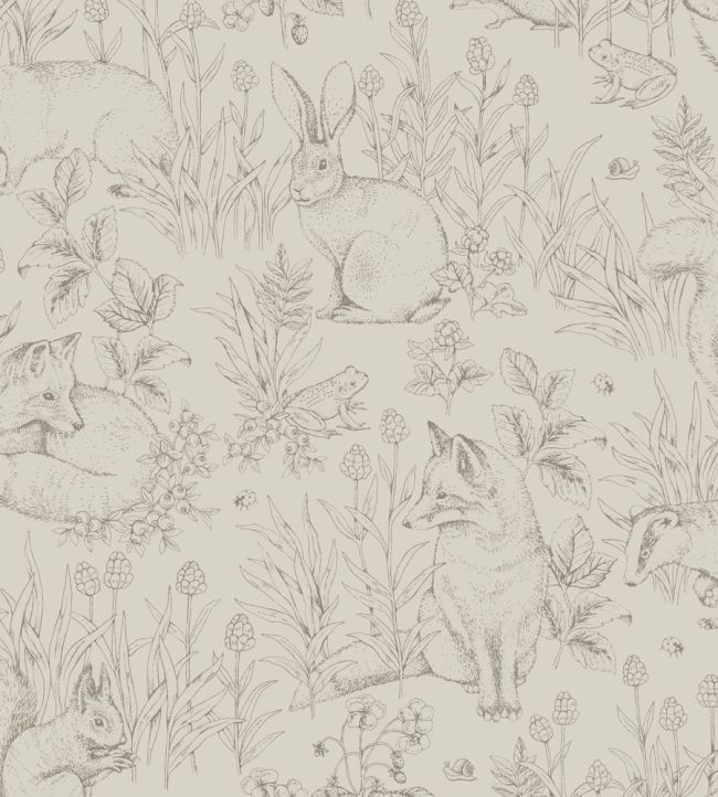 Forest Friends Wallpaper in Parchment by Borastapeter | Jane Clayton