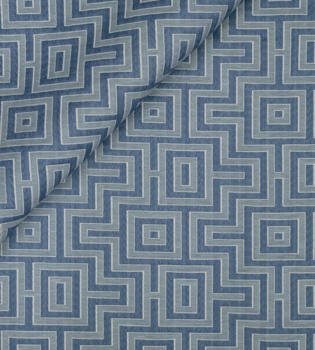 Fret Maze Fabric by Jim Thompson Blue Sky