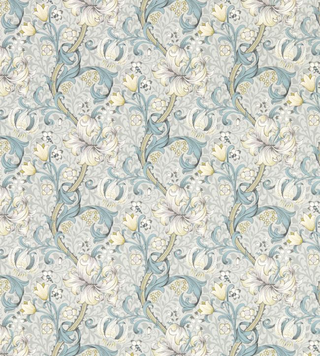 Golden Lily Wallpaper in Slate/Dove by Clarke & Clarke | Jane Clayton