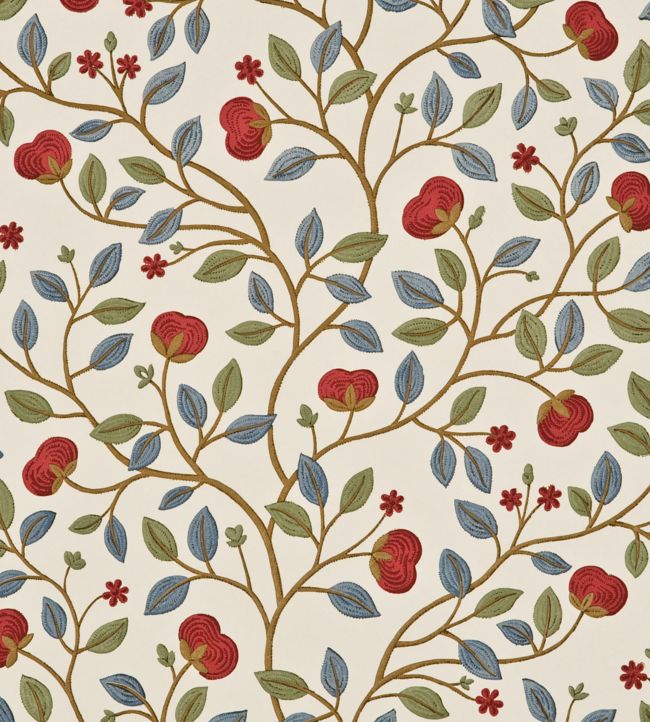 Medlar Wallpaper by GP & J Baker in Blue, Red | Jane Clayton