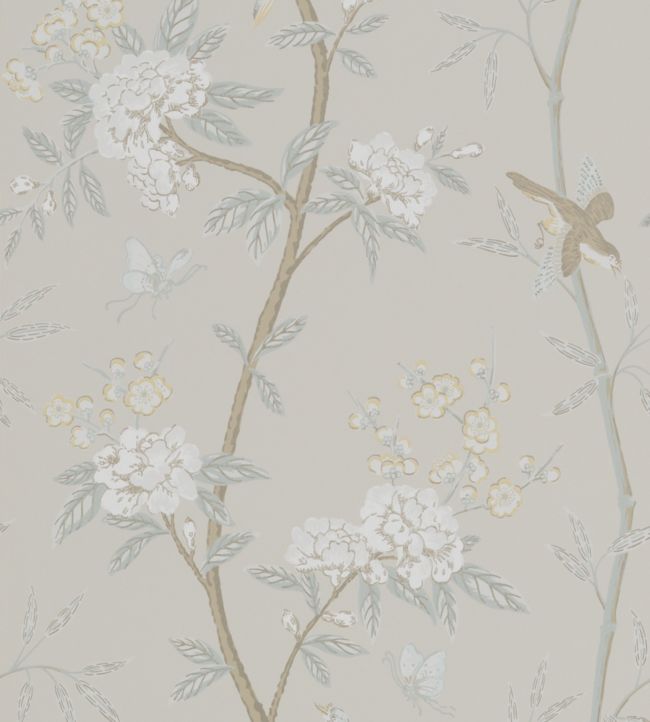 Peony & Blossom Wallpaper by GP & J Baker in Soft Aqua | Jane Clayton