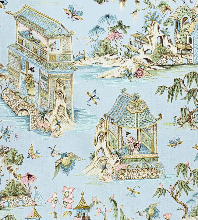 Grand Palace Fabric in Spa Blue by Thibaut | Jane Clayton