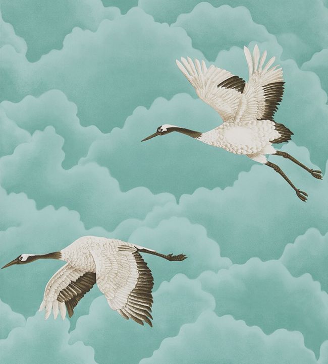 Cranes in Flight Wallpaper by Harlequin in Marine | Jane Clayton