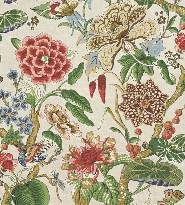 Hill Garden Fabric in Flax by Thibaut | Jane Clayton