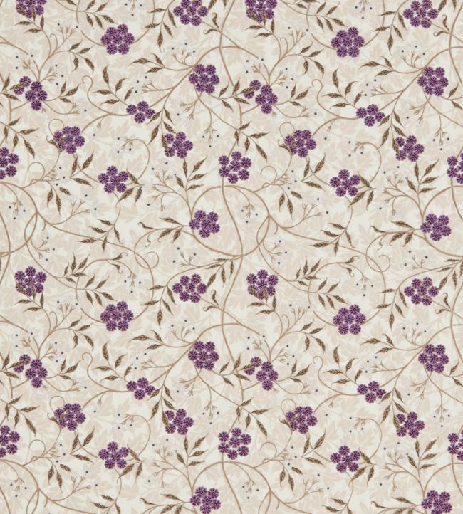 Jasmine Embroidery Fabric by Morris & Co in Aubergine/Olive | Jane Clayton