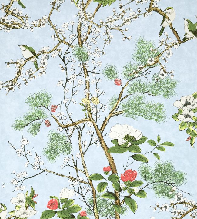 Katsura Wallpaper in Spa Blue by Thibaut | Jane Clayton