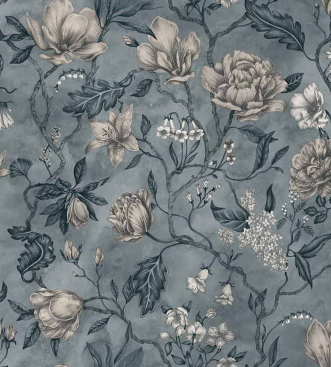 Linda Wallpaper in Misty Blue by Sandberg | Jane Clayton