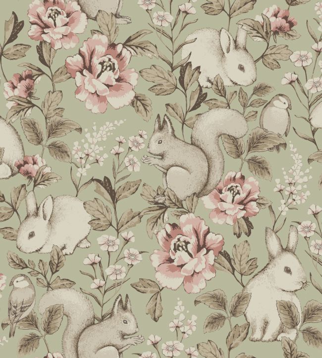 Magic Forest Wallpaper in Jade by Borastapeter | Jane Clayton