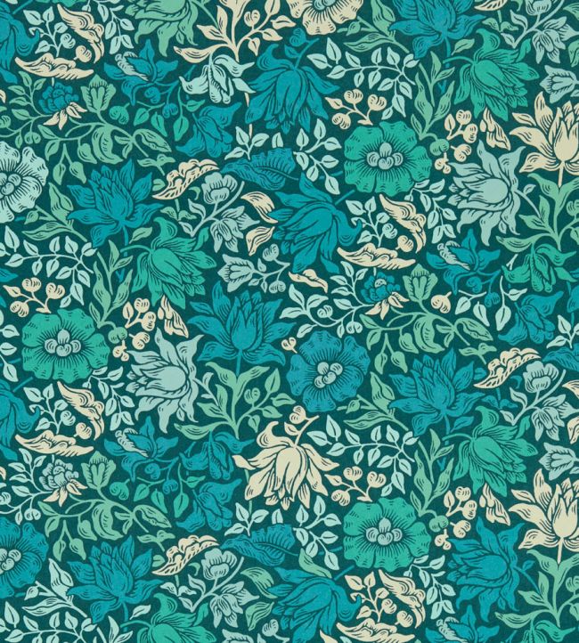 Mallow Wallpaper in Teal by Clarke & Clarke | Jane Clayton