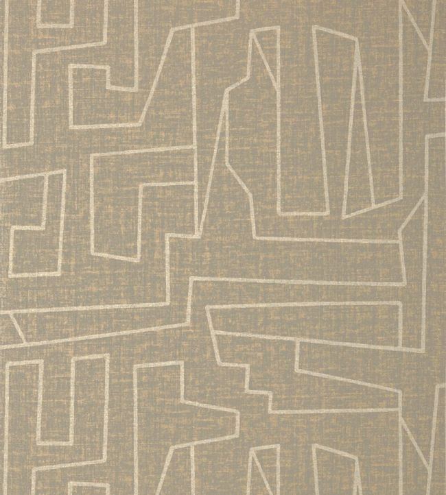 Matrix Wallpaper by Thibaut Metallic Gold and Grey