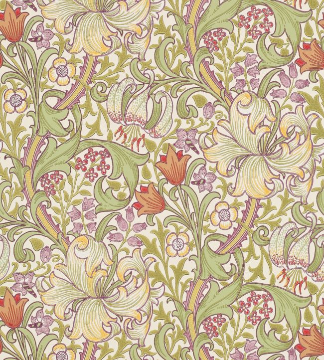 Golden Lily Wallpaper By Morris & Co In Olive Russet 