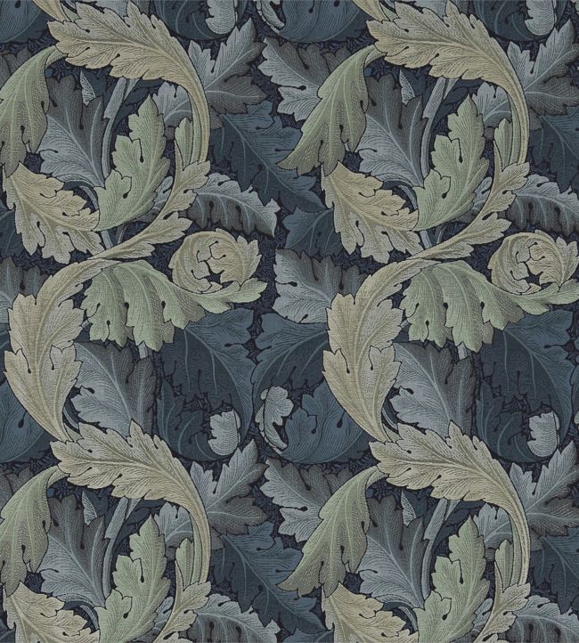 Acanthus Tapestry Fabric by Morris & Co in Indigo/Mineral | Jane Clayton