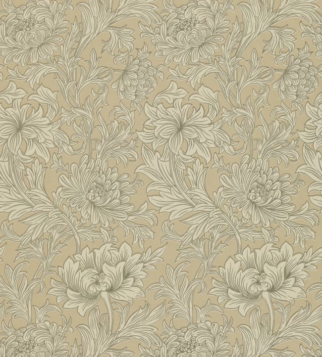 Chrysanthemum Wallpaper by Morris & Co in Ivory/Gold | Jane Clayton