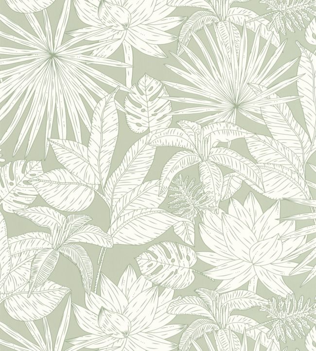 Odyssee Hawai Wallpaper in Vert Deau by Caselio | Jane Clayton