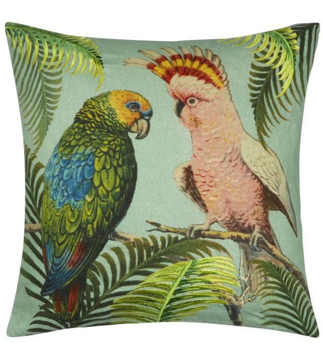 Parrot And Palm Ready Made Cushions in Azure by Designers Guild | Jane ...