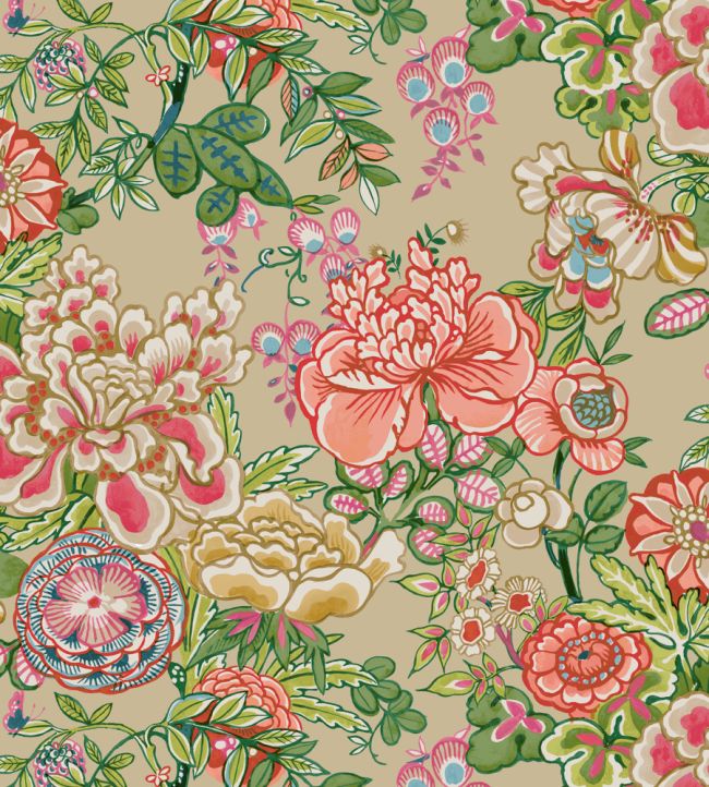 Peony Garden Wallpaper in Beige by Thibaut | Jane Clayton