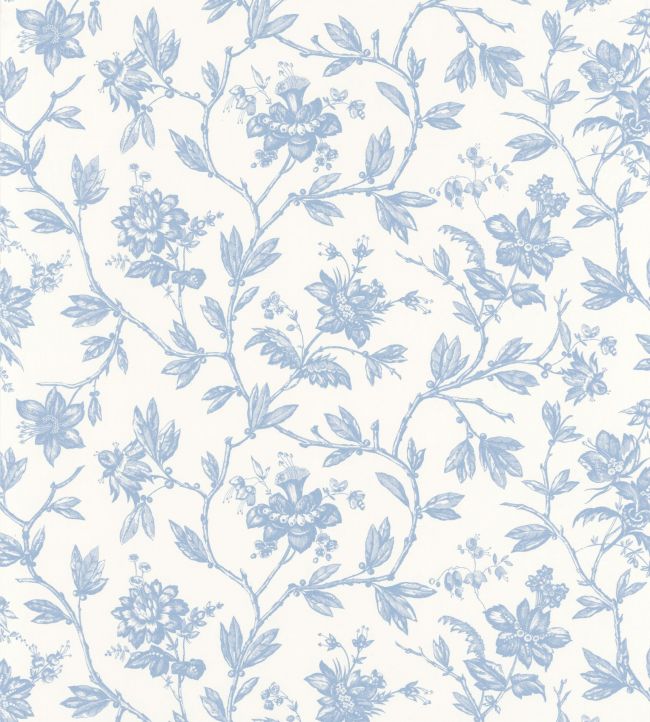 Rosa Wallpaper in Bleu Faience by Casadeco | Jane Clayton