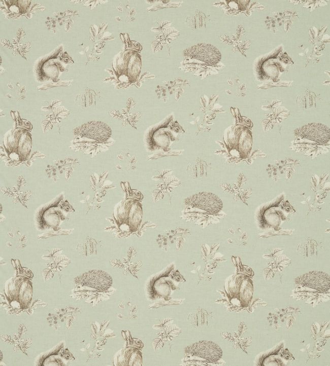 Squirrel & Hedgehog Fabric by Sanderson in Seaspray/Charcoal | Jane Clayton