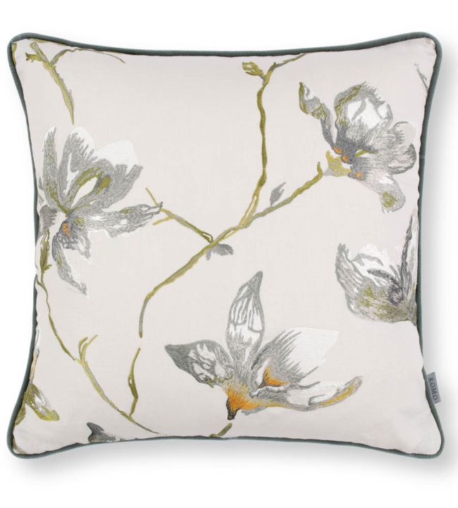 Saphira Embroidery Ready Made Cushions in Eucalyptus by Romo | Jane Clayton