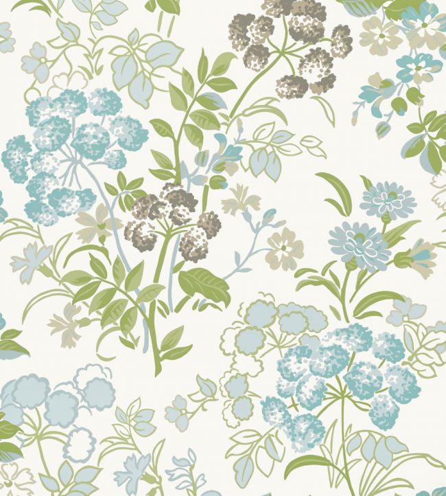 Spring Garden Wallpaper in Spa Blue by Thibaut | Jane Clayton