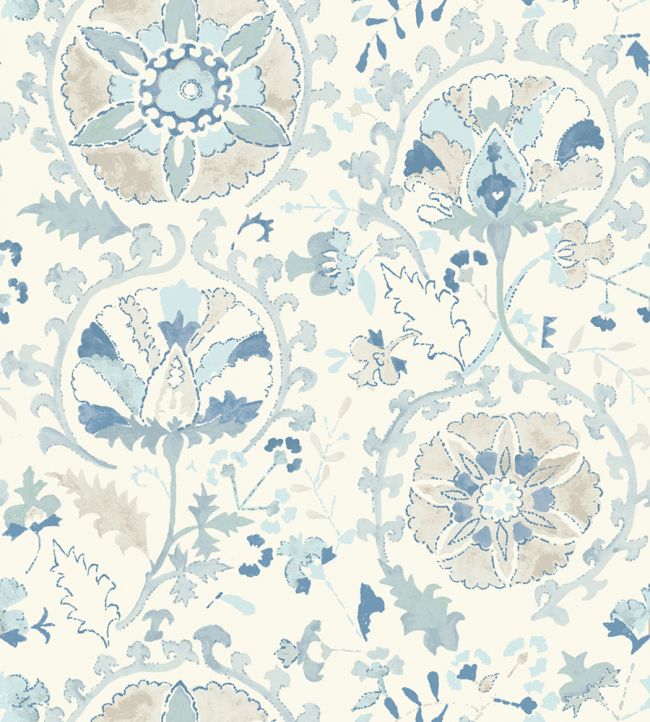 Suzani Wallpaper in 01 Blue by DADO | Jane Clayton