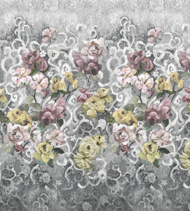 Tapestry Flower Wallpaper Mural in Platinum by Designers Guild | Jane