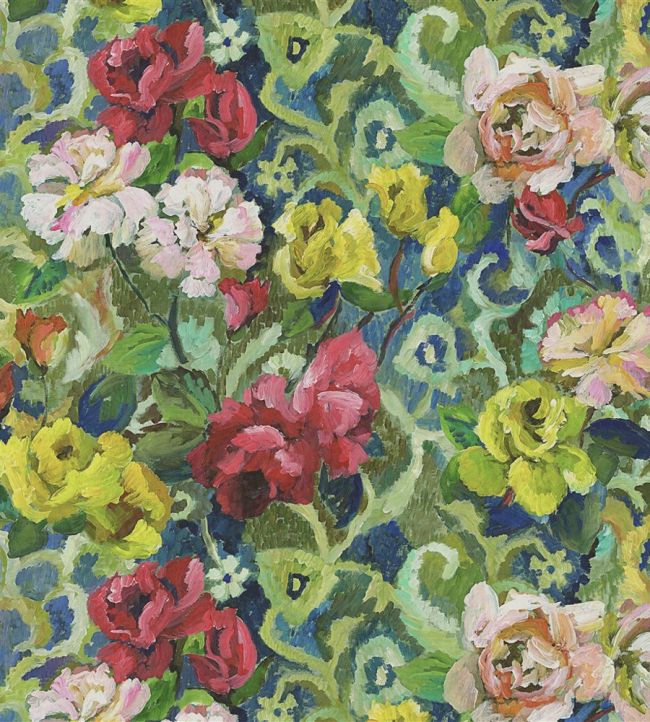 Tapestry Flower Fabric in Vintage Green by Designers Guild
