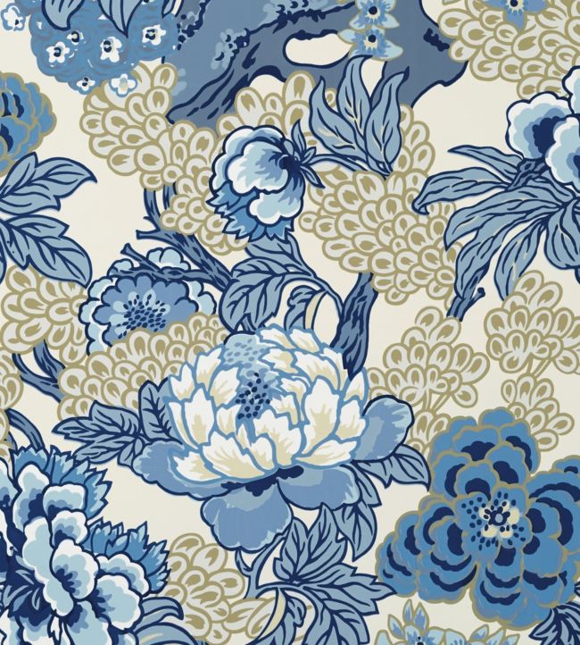 Blue and on sale beige wallpaper