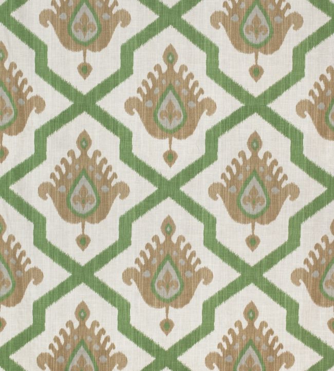 Myanmar Ikat Fabric by Thibaut in Green | Jane Clayton